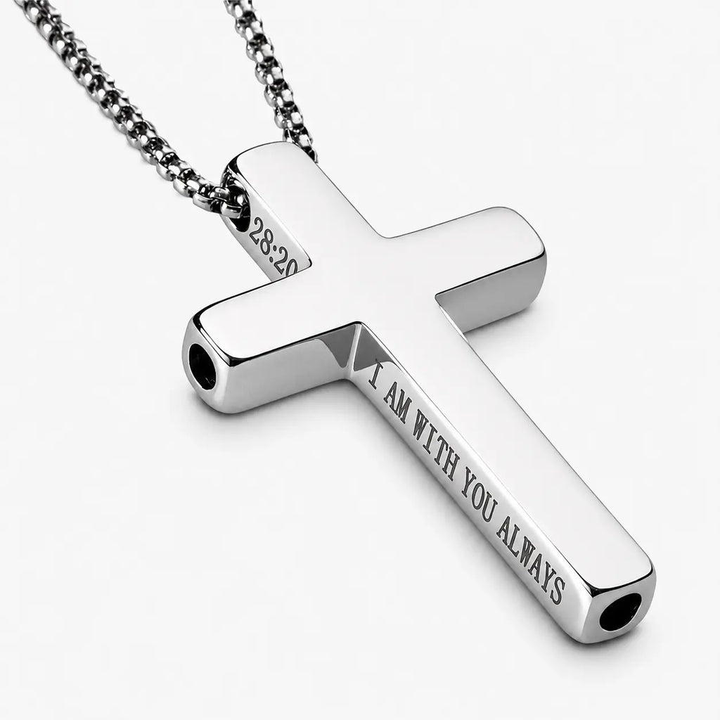 Aurabre Cross Breathing Necklace – “I Am With You Always”
