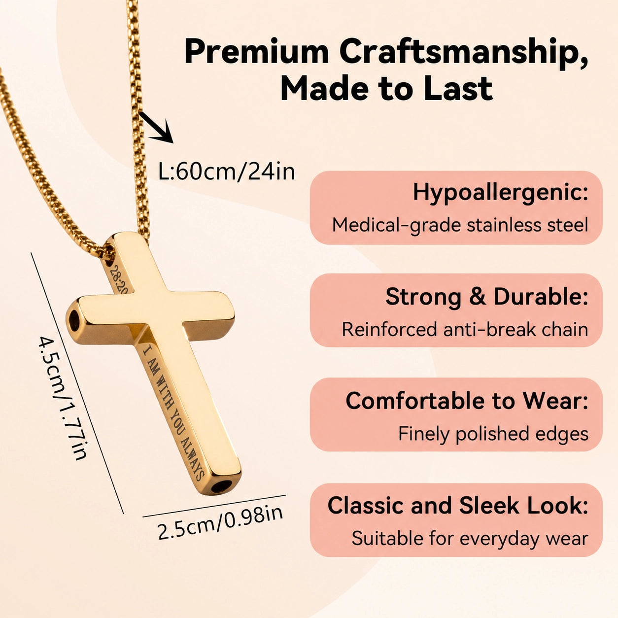 “I Am With You Always” - Aurabre Cross Breathing Necklace